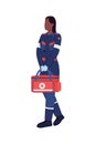 African american female paramedic flat color vector faceless character