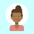 African American Female Showing Tongue Emotion Profile Icon, Woman Cartoon Portrait Happy Smiling Face Royalty Free Stock Photo