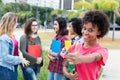 African american female student with group of international stud Royalty Free Stock Photo