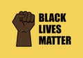 Black Lives Matter inscription with raised hand with clenched fist vector