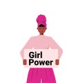 African american girl activist holding poster female empowerment movement women power concept