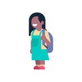 African american girl backpack school children isolated small primary student over white background flat full length Royalty Free Stock Photo