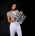 African American Girl with Cinema Clapboard Royalty Free Stock Photo