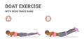 African American Girl Doing Back Strength Fitness Workout Routine with Resistance Band Guidance.