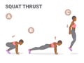 African American Girl Doing Squat Thrust Exercise Home Workout Guidance.