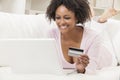 African American Girl Laptop Computer Shopping On Line Royalty Free Stock Photo