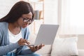 African American Girl Looking At Laptop Having Eyesight Problem Royalty Free Stock Photo