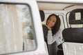 African american girl in minivan Royalty Free Stock Photo