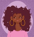 African american girl portrait cartoon curly hair