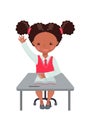 African American girl raising hand for an answer Royalty Free Stock Photo