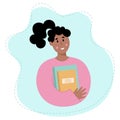 African American girl student holding books in her hands. University or school education concept. Royalty Free Stock Photo