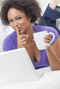 African American Girl Using Laptop Computer Royalty Free Stock Photo