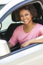 African American Girl Young Woman Driving Car Royalty Free Stock Photo