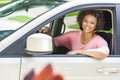 African American Girl Young Woman Driving Car Royalty Free Stock Photo