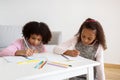 African American Girls Doing Homework Learning Together At Home Royalty Free Stock Photo