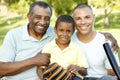 African American Grandfather, Father And Son Playing Baseball In Royalty Free Stock Photo