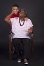 African American grandmother with her  grandson in an intimate and happy moment Royalty Free Stock Photo