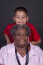 African American grandmother with her  grandson in an intimate and happy moment of warmth and affection Royalty Free Stock Photo