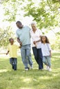 African American Grandparents With Grandchildren Walking In Park Royalty Free Stock Photo