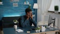 African american guy stressing, having a big headache Royalty Free Stock Photo