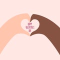 African and american hands make heart on valentine day Royalty Free Stock Photo