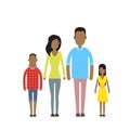 African American Happy Family Four People, Parents With Two Children