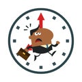 African American Hurried Manager Running In A Clock Modern Flat Design