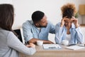 African American Husband Comforting Desperate Wife Crying On Family Counseling Royalty Free Stock Photo