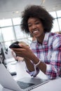 African American informal business woman working in the office Royalty Free Stock Photo