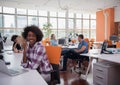 African American informal business woman working in the office Royalty Free Stock Photo