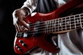 African American jazz musician playing bass guitar. Royalty Free Stock Photo