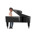 African American jazz musician playing grand piano vector Illustration Royalty Free Stock Photo