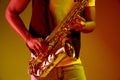 African American jazz musician playing the saxophone. Royalty Free Stock Photo