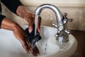 African American Lady washing her hands Royalty Free Stock Photo