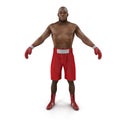 African American Male boxer on white. Front view. 3D illustration Royalty Free Stock Photo