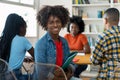 African american male college student at desk at classroom Royalty Free Stock Photo