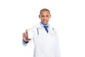 african american male doctor in white coat with pill bottle, Royalty Free Stock Photo