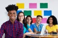 African american male student with group of international students Royalty Free Stock Photo