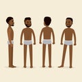 African american male in underwear,front,back and profile view Royalty Free Stock Photo