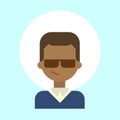 African American Male Wearing Sun Glasses Emotion Profile Icon, Man Cartoon Portrait Happy Smiling Face Royalty Free Stock Photo
