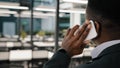 African American man confident businessman team leader manager call business partner communicate with friend talk on Royalty Free Stock Photo