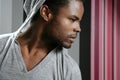 African american man with gray hood Royalty Free Stock Photo