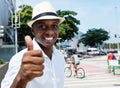 African american man with hat showing thumb Royalty Free Stock Photo