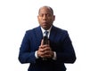 African American Man Holding Bible and Praying Royalty Free Stock Photo