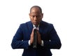 African American Man Holding Bible and Praying Royalty Free Stock Photo