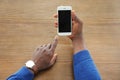 African-American man holding mobile phone Royalty Free Stock Photo