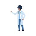 African american man medical doctor stethoscope profile icon male avatar full length healthcare concept flat Royalty Free Stock Photo