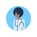African american man medical doctor stethoscope profile icon male avatar portrait healthcare concept flat Royalty Free Stock Photo