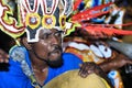 African-American man playing drum in celebration of the Junkanoo New Year's Day in Nassau