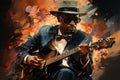 African american man playing guitar. Portrait of a black man playing the guitar. Generative AI Generative AI Royalty Free Stock Photo